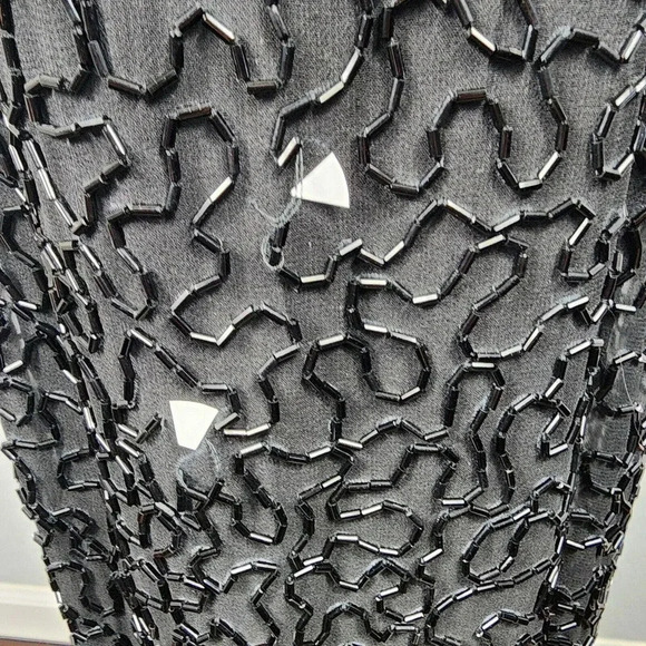 Vintage Black Tie By He-Ro Silk Beaded Sequin Evening Cocktail Dress Size 10 - Picture 10 of 16